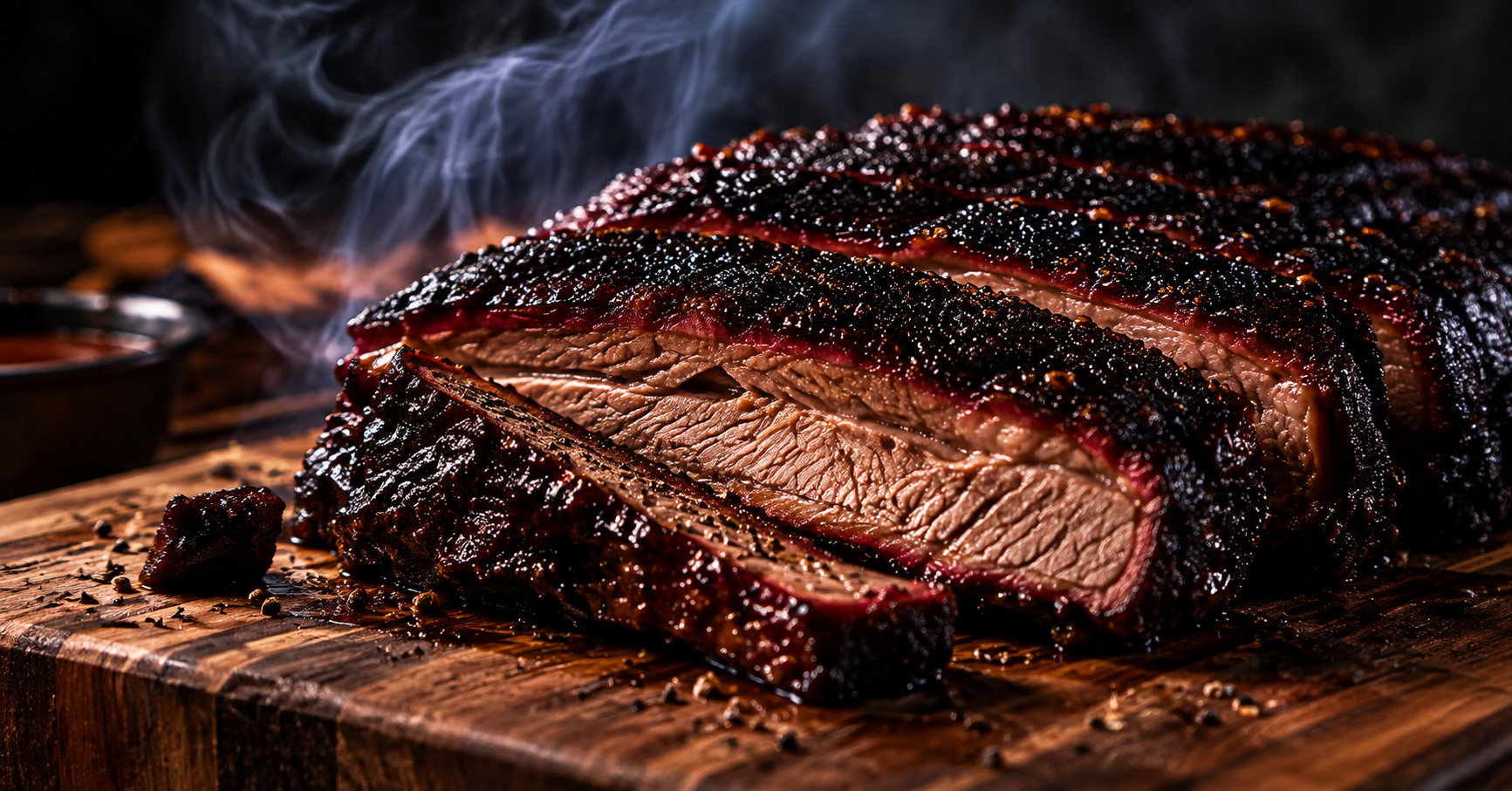 Sliced smoked brisket
